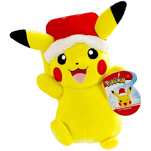 Lively Moments Taza de Pokémon con diseño de Papá Noel, Pikachu y Pokémon de peluche Pikachu con gorro de Papá Noel, aprox. 20 cm, con tarjeta de felicitación gratis