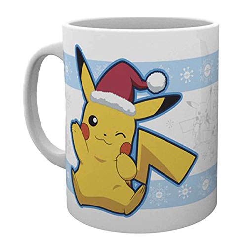 Lively Moments Taza de Pokémon con diseño de Papá Noel, Pikachu y Pokémon de peluche Pikachu con gorro de Papá Noel, aprox. 20 cm, con tarjeta de felicitación gratis