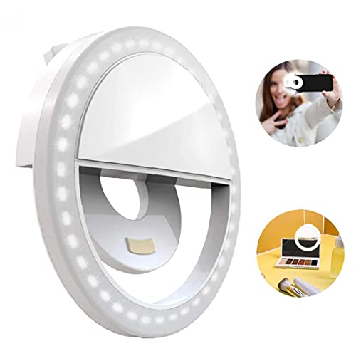 Llenar luz agradable selfie anillo de luz recargable mini clip en selfie círculo de luz con 36 LED para el teléfono inteligente Blanca