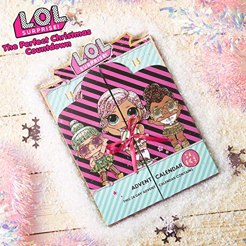 L.O.L. Surprise! Calendario Adviento 2021, Calendario de Adviento de Joyas, Incluye Colgantes Pulsera Collar de Las Muñecas LOL Queen Bee y Unicorn