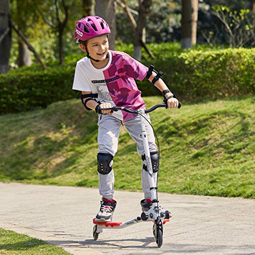 Lonlier - Patinete en forma de Y con 3 ruedas. Plegable, propulsado mediante balanceo, para niños de 5 a 8 años, rojo