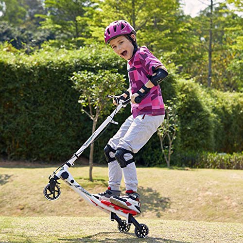 Lonlier - Patinete en forma de Y con 3 ruedas. Plegable, propulsado mediante balanceo, para niños de 5 a 8 años, rojo