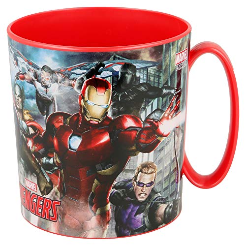 LOS VENGADORES -MARVEL | Taza para niños y niñas con diseño de personajes - 350 ml | Taza infantil de plástico para microondas - Libre de BPA