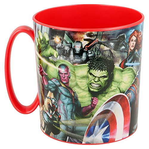 LOS VENGADORES -MARVEL | Taza para niños y niñas con diseño de personajes - 350 ml | Taza infantil de plástico para microondas - Libre de BPA