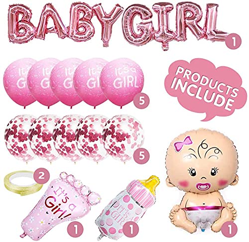 Lostwry baby shower decoracion niña gender reveal decoration pancarta de globo BABY GIRL/ globos de its a girl globos de fiesta para baby shower globos de cumpleaños para niños