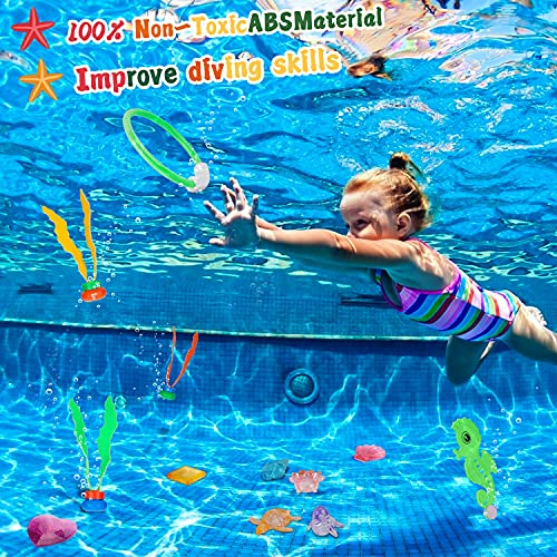 LOVEXIU Juguete de Piscina, 30 Piezas Juguete de Natación, Juguetes de Buceo, Juguetes Piscina Niños, Buceo Conjuntos de Juegos, Subacuática Juegos de Agua en Verano para Niños