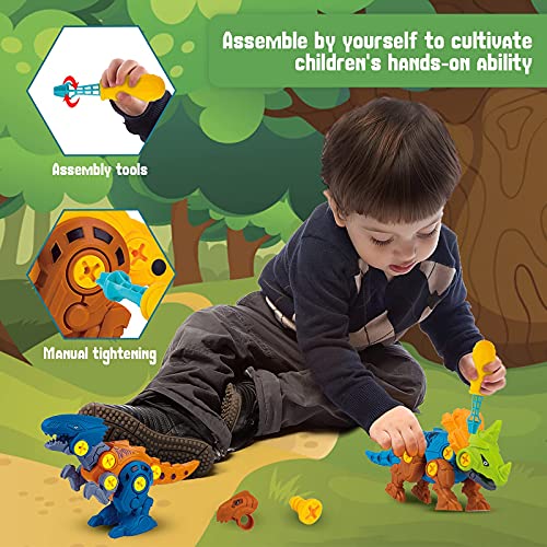 LQKYWNA Take Apart Dinosaur Toys, Paquete De 4 Juguetes Educativos De Dinosaurios con Taladro para Niños, Ejercicio, Habilidad Práctica, Regalo para Niños De 3 A 6 Años