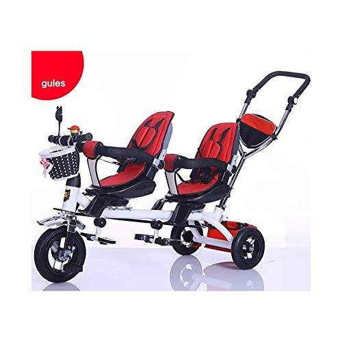 LRX Triciclo Bebe Triciclo Niños, Doble De Niños del Asiento De La Bicicleta con El Pedal De Bloqueo Y Silencioso Ruedas, Gemelo del Bebé Cochecito Fit De 18 Meses A 6 Años (Color : 3)