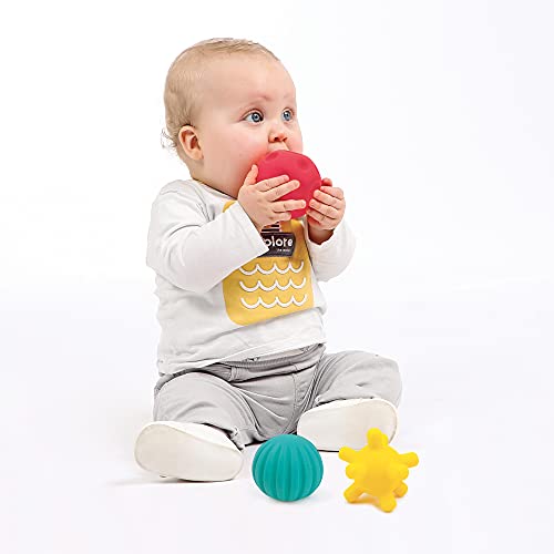 Ludi 30079 - Trio de pequeñas Pelotas sensoriales de plástico Flexible (6 Meses, 6,8 cm), Multicolor