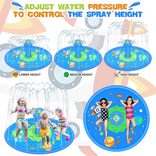 LUKAT Splash Pad Aspersor de Juegos de Agua, 170CM Almohadilla de Juego de Agua Antideslizante con Diseño UFO, Aspersor de Juego Salpica de Jueg Agua para Niños Juegos Aire Libre