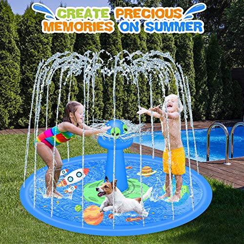 LUKAT Splash Pad Aspersor de Juegos de Agua, 170CM Almohadilla de Juego de Agua Antideslizante con Diseño UFO, Aspersor de Juego Salpica de Jueg Agua para Niños Juegos Aire Libre