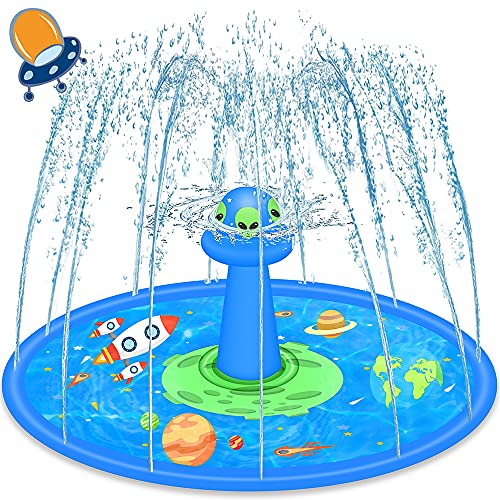 LUKAT Splash Pad Aspersor de Juegos de Agua, 170CM Almohadilla de Juego de Agua Antideslizante con Diseño UFO, Aspersor de Juego Salpica de Jueg Agua para Niños Juegos Aire Libre