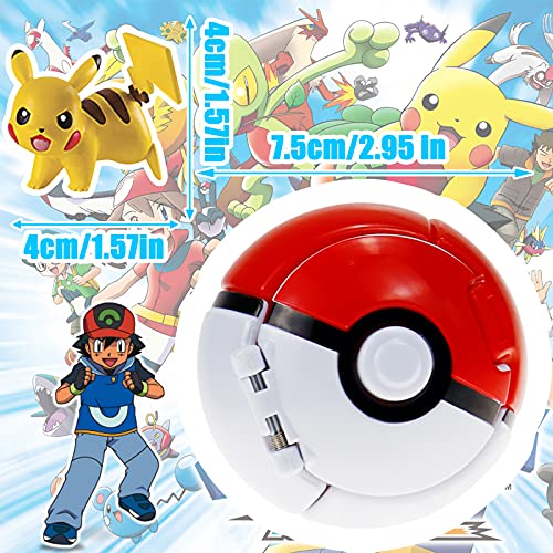 Lunriwis Poké Bolas Pokéball,Poke Bolas con Figuras,Ball figuritas Poké ​Bolas Pokéball,Pop Poke-Mon Ball,Mini Poke Ball Toys para niños