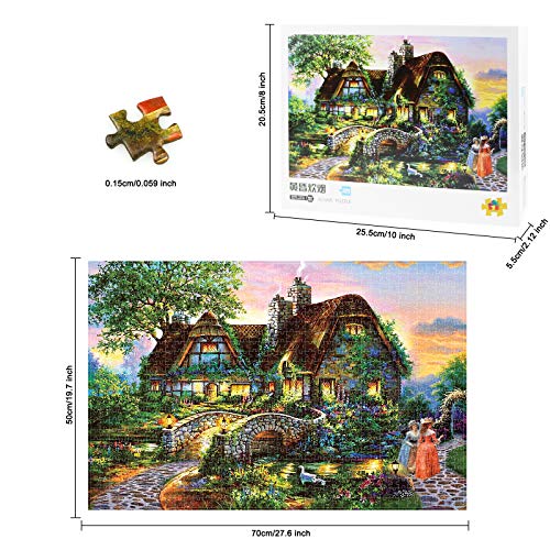 Lunriwis Puzzle de 1000 Piezas para Adultos, Casa de Campo Obra de Arte de Juego de Rompecabezas para Adultos,Adolescentes(70x50cm) (Country House)