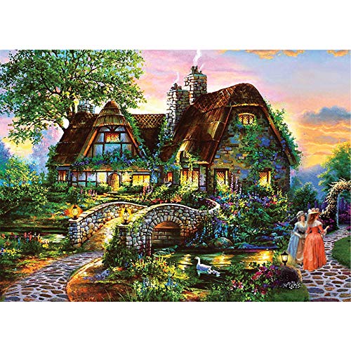 Lunriwis Puzzle de 1000 Piezas para Adultos, Casa de Campo Obra de Arte de Juego de Rompecabezas para Adultos,Adolescentes(70x50cm) (Country House)