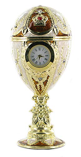 Lutèce Créations Huevo Musical de Estilo Fabergé de Metal Dorado con Reloj de Cuarzo y Mecanismo Musical de Caja de música - para Elisa (Beethoven)