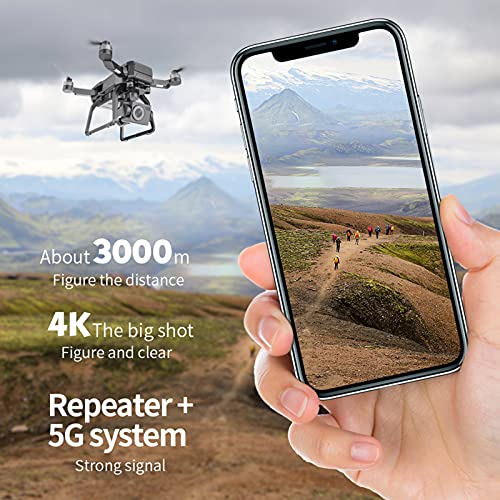 lxymyxl Drone GPS con 5G WiFi FPV 3 Axis Gimbal 4K Cámara HD Motor sin escobillas Profesional de 3 km RC Quadcopter, Retorno automático, sígueme, Vuelo de Punto de Ruta