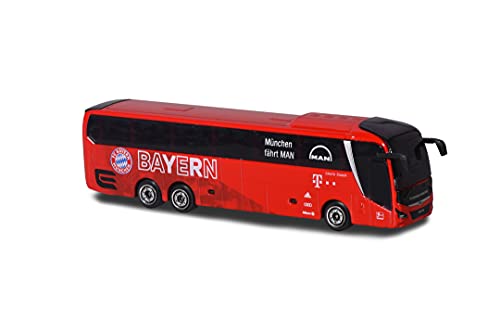 Majorette FC Bayern München Teambus - Man Lion's Coach L Supreme - Autobús de Juguete de Metal, artículo Oficial, 13 cm de Largo, para niños a Partir de 3 años