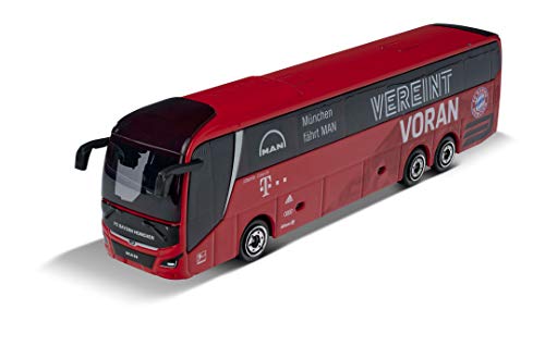 Majorette FC Bayern München Teambus - Man Lion's Coach L Supreme - Autobús de Juguete de Metal, artículo Oficial, 13 cm de Largo, para niños a Partir de 3 años