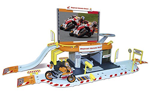 Majorette Garaje de repostaje y celebración con decoración moto numero 93 de Repsol Honda (1150011) , color/modelo surtido