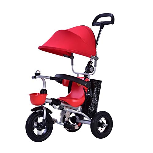 MAMINGBO Acero inoxidable del triciclo del bebé plegable portátil Pedal Triciclo for bicicleta, for el niño niños/niñas, de 7 meses - 6 años (Color : Rojo)