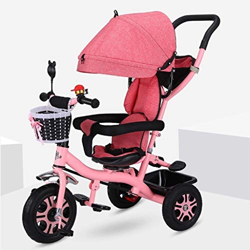 MAMINGBO Triciclo, con la sombrilla de titanio Aire rueda de absorción de choque del pedal Trike, durante 2 3 4 5 años de edad Niños Niñas interior y exterior (Color : Pink)