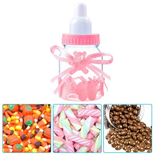 MaoXinTek Botella de Caramelo Reutilizable Biberones Dulces Botella con Mini Chupete de Decoración para Ducha Baby Shower Fiesta de Bautismo 12 Pcs Rosa