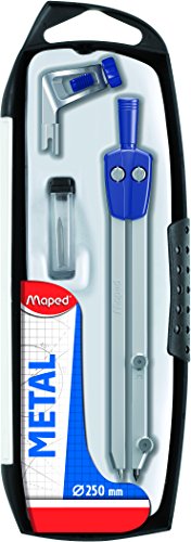 Maped 197512 - Pack de compás, abrazadera y estuche de minas, Negro, Plata