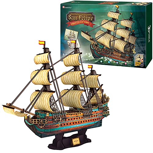 Maqueta Barco San Felipe 1960, Puzzle 3D Buque Armada Española, Puzzles 3D Barcos, Maquetas para Construir Adultos y Niños, 248 Piezas, 240 Min De Montaje