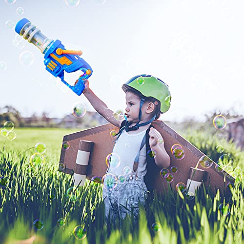 Máquina de Burbujas para Niños,Pistola Pompas Jabón,Mecanismo de Soplado CAMFUN con Música y Luz para niños o Mascotas,Pistola de Burbujas para niños,Regalo para Verano al Aire Libre para Niños,Azul