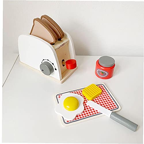 Máquina De Café Juguetes, Juguetes De Madera De Madera De La Crepe 4pcs Máquina De Café Toy Machine Máquina Licuadora Pan De Madera De Cocina Juguetes Educativos para Niños Juguetes