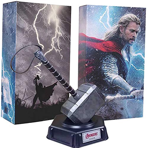 Martillo de Thor Resina con Base de Soporte MjöLnir Halloween Cosplay Costume Prop Martillo de Batalla de Thor 1: 1 Martillo de tamaño Natural para Thor Hombres Ragnarok