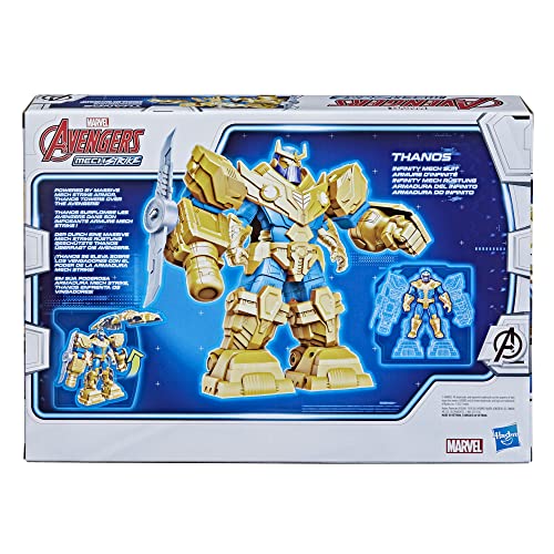 Marvel Avengers - Figura Mech Strike de Thanos de 22 cm - Armadura Infinity y Accesorio de Arma Blanca - Edad: 4+