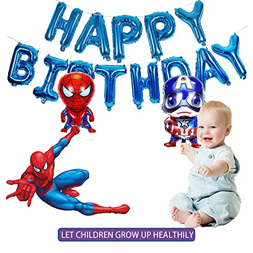 Marvel Cumpleaños Decoracion, Globos Superheroes Niña, Spiderman Globo, Foil Balloons, Feliz Cumpleaños Del Pancarta, Para Fiesta Temática, Baby Shower, Fiestas De Cumpleaños, 7 Piezas