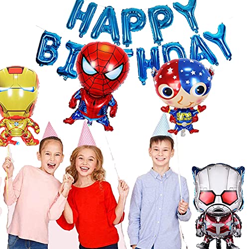 Marvel Cumpleaños Decoracion, Globos Superheroes Niña, Spiderman Globo, Foil Balloons, Feliz Cumpleaños Del Pancarta, Para Fiesta Temática, Baby Shower, Fiestas De Cumpleaños, 7 Piezas