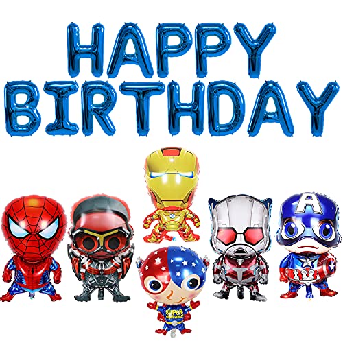 Marvel Cumpleaños Decoracion, Globos Superheroes Niña, Spiderman Globo, Foil Balloons, Feliz Cumpleaños Del Pancarta, Para Fiesta Temática, Baby Shower, Fiestas De Cumpleaños, 7 Piezas