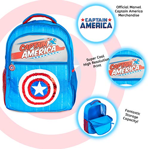 Marvel Mochilas Escolares Con Escudo Capitan America, Mochila Escolar Con Diseño de Lentejuelas, Mochila Infantil Para Colegio Deportes Viajes, Regalos Para Niños Niñas Adolescentes