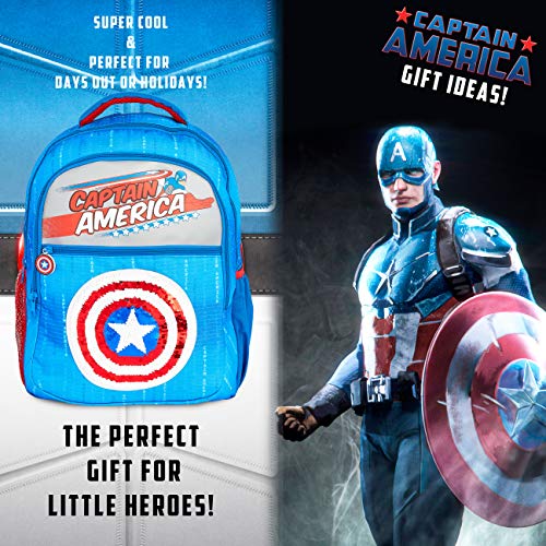 Marvel Mochilas Escolares Con Escudo Capitan America, Mochila Escolar Con Diseño de Lentejuelas, Mochila Infantil Para Colegio Deportes Viajes, Regalos Para Niños Niñas Adolescentes