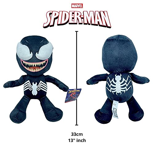 Marvel, Spiderman Villanos Peluche The Lizard, Doctor Octopus, Carnage, Venom, y Green Goblin - 28-33 CM ( 11-13") Licencia Oficial (VENOM)