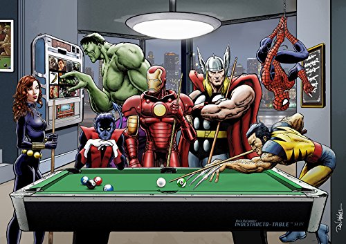 Marvel Superheroes se relajent - Lienzo impreso sobre marco (58 x 86 cm) con X-Men & Avengers, Wolverine, Spider-Man, Black Widow, Nightcrawler, Iron Man y Hulk