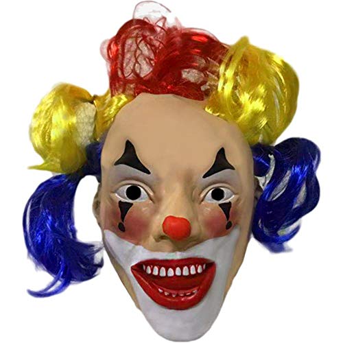 Máscara de Halloween KHSKX, máscara de monstruo de látex de miedo, máscara de payaso de cara completa, fiesta de carnaval de Halloween maquillaje escenario apoyos chica payaso