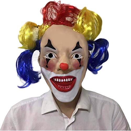 Máscara de Halloween KHSKX, máscara de monstruo de látex de miedo, máscara de payaso de cara completa, fiesta de carnaval de Halloween maquillaje escenario apoyos chica payaso