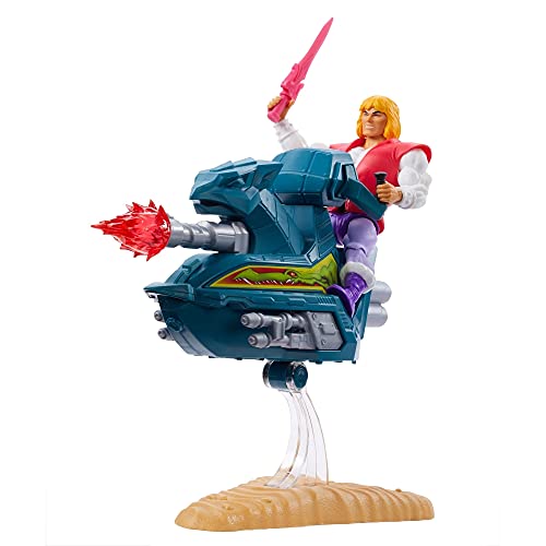 Masters of the Universe Origins Prince Adam with Sky Sled, Figura de acción para niños y niñas +6 años (Mattel GPP30)