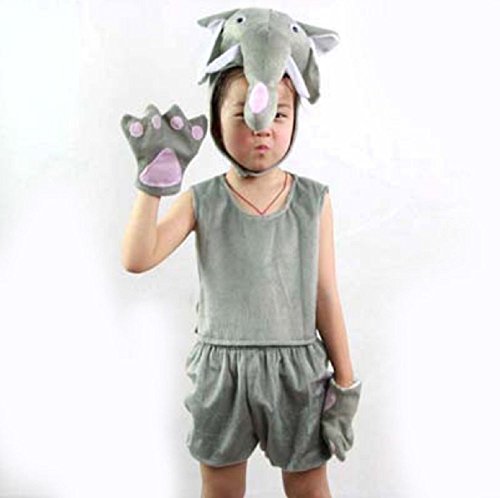 MATISSA Disfraces de animales sin mangas para niños, disfraz de verano, fiesta, pijama (M (para niños de 90 a 105 cm), elefante)