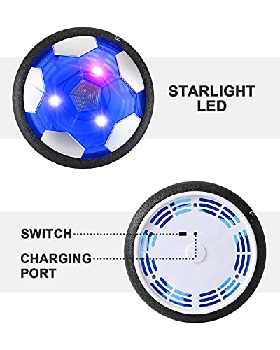 Maxesla Juguete Balón de Fútbol Flotante - Recargable Pelota Futbol con Protectores de Espuma Suave y Luces LED, Air Power Soccer para Niños de 3-12 Años