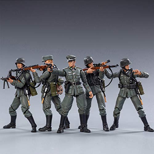 Mecotecn Figuras Soldados 1/18, 5 Piezas WW2 Alemania Wehrmacht Figura de Acción de Soldado con Arma