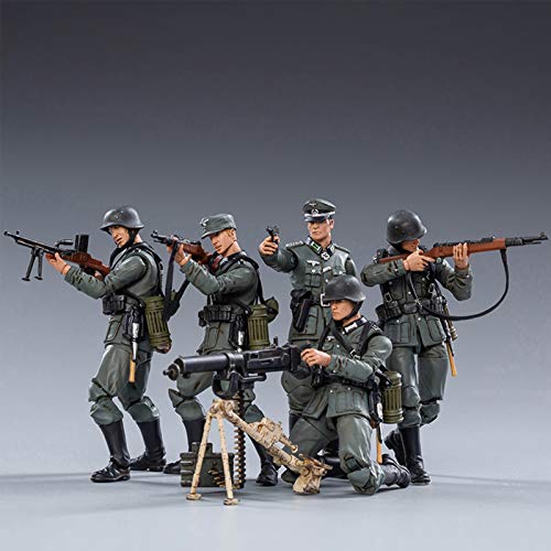 Mecotecn Figuras Soldados 1/18, 5 Piezas WW2 Alemania Wehrmacht Figura de Acción de Soldado con Arma