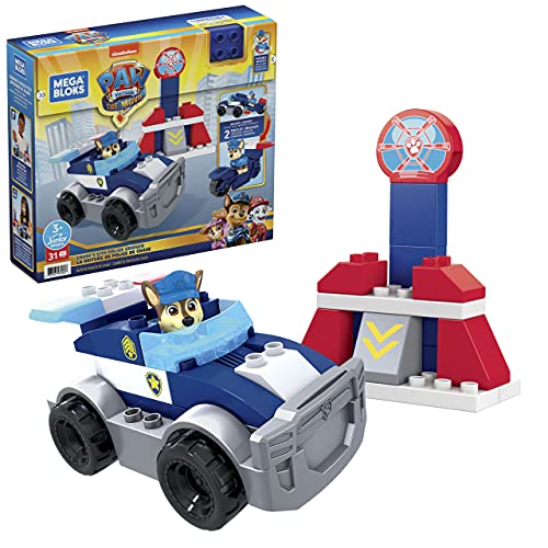 Mega Bloks Patrulla Canina Crucero de policía de Chase Bloques de construcción con personajes, juguete para niños +1 año, Mattel GYJ00