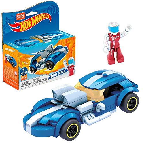 Mega Construx Hot Wheels Twinmill Coche de juguete de bloques de construcción, incluye figura, para niños +5 años (Mattel GVM31)