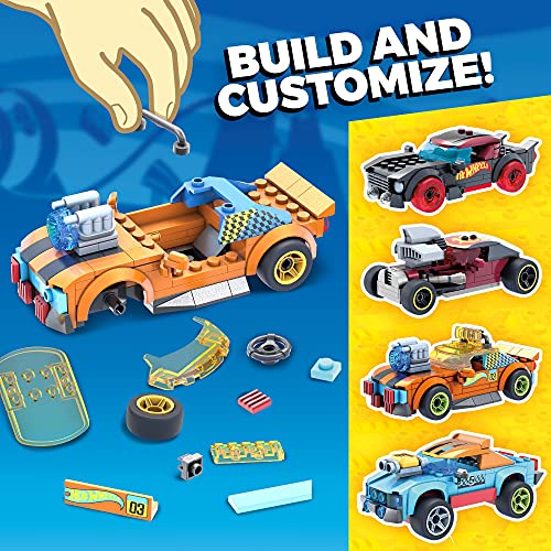 Mega Construx Personaliza tu coche Hot Wheels, juego de construcción para niños con más de 55 piezas (Mattel GVM13)